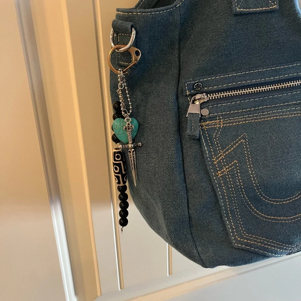 True Religion Dark Blue Tote with Stitch Detail - Picture 4 of 4